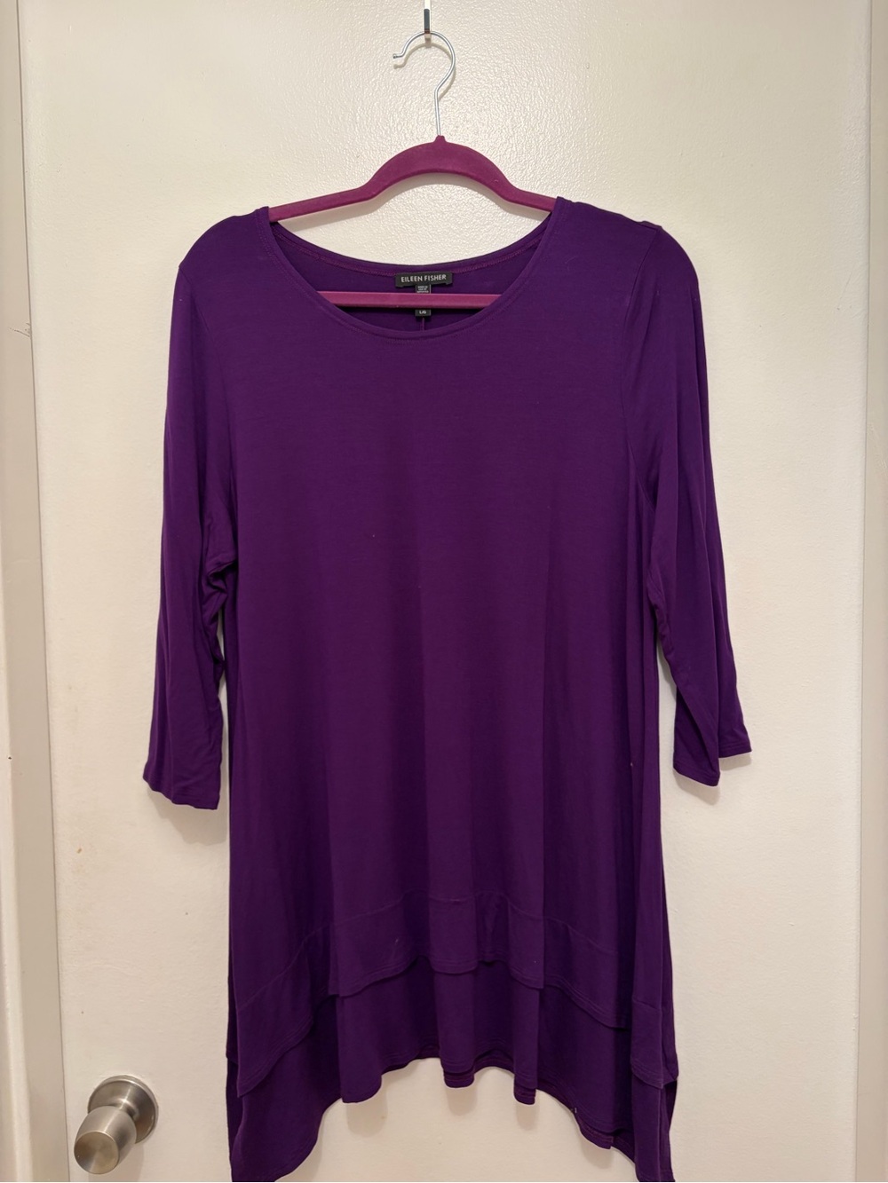 Eileen Fisher Rich Purple Layered Hem Tunic